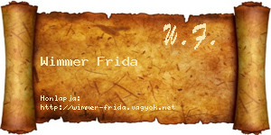 Wimmer Frida névjegykártya